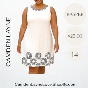 Kasper White and Black Midi Dress